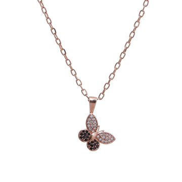Flutter Glow – Rose Gold Butterfly Pendant