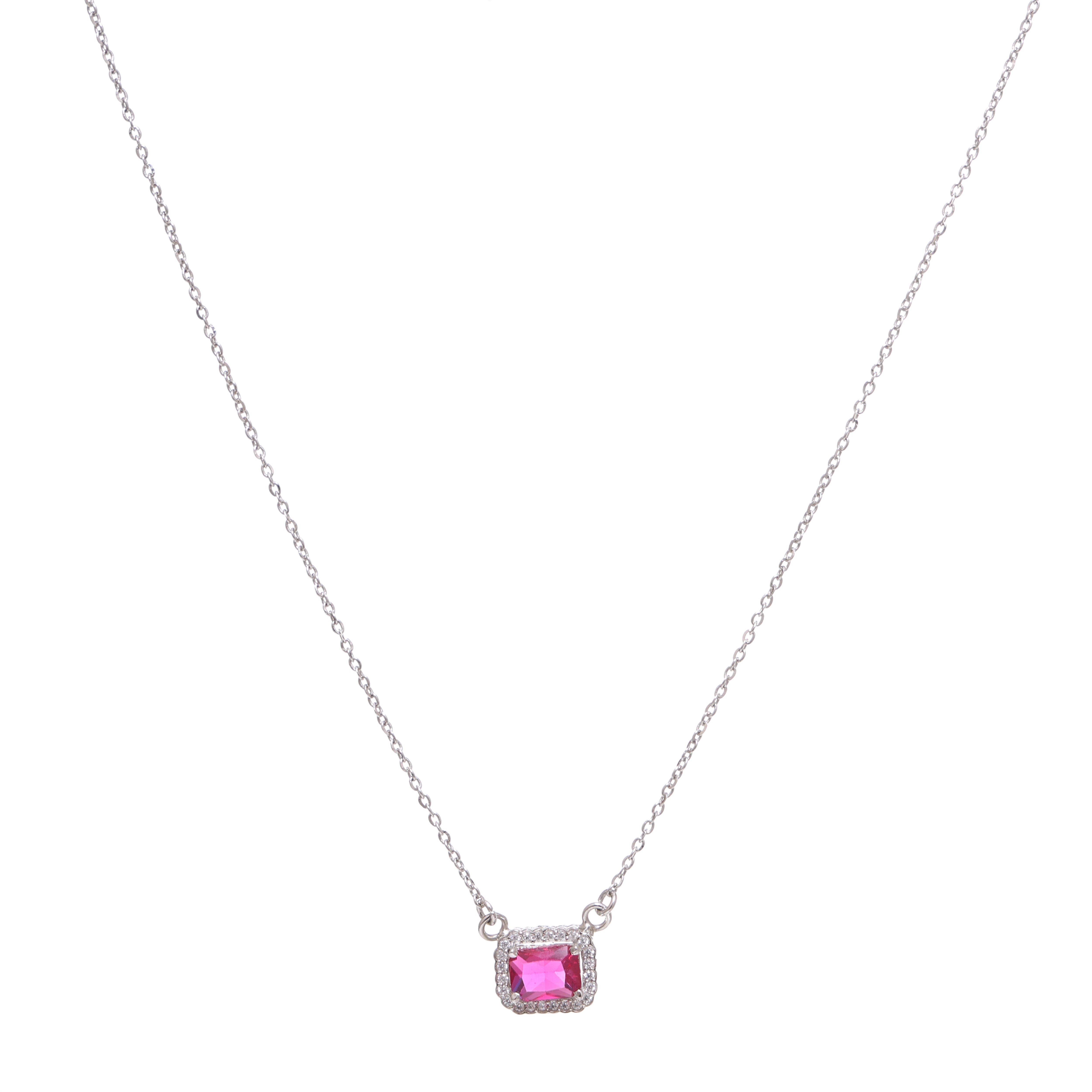 Ruby Cube – Silver Chain with Crimson Centerpiece