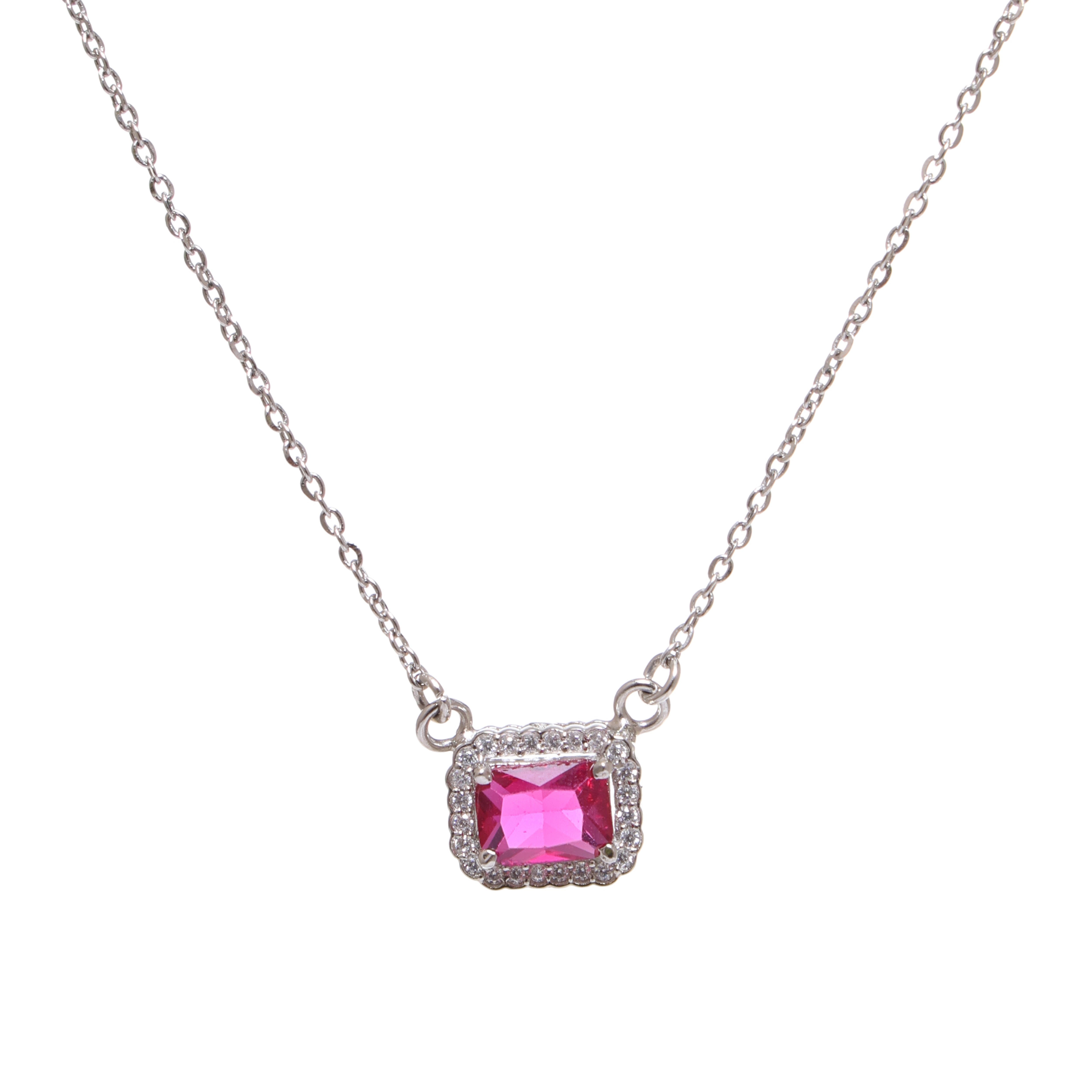 Ruby Cube – Silver Chain with Crimson Centerpiece