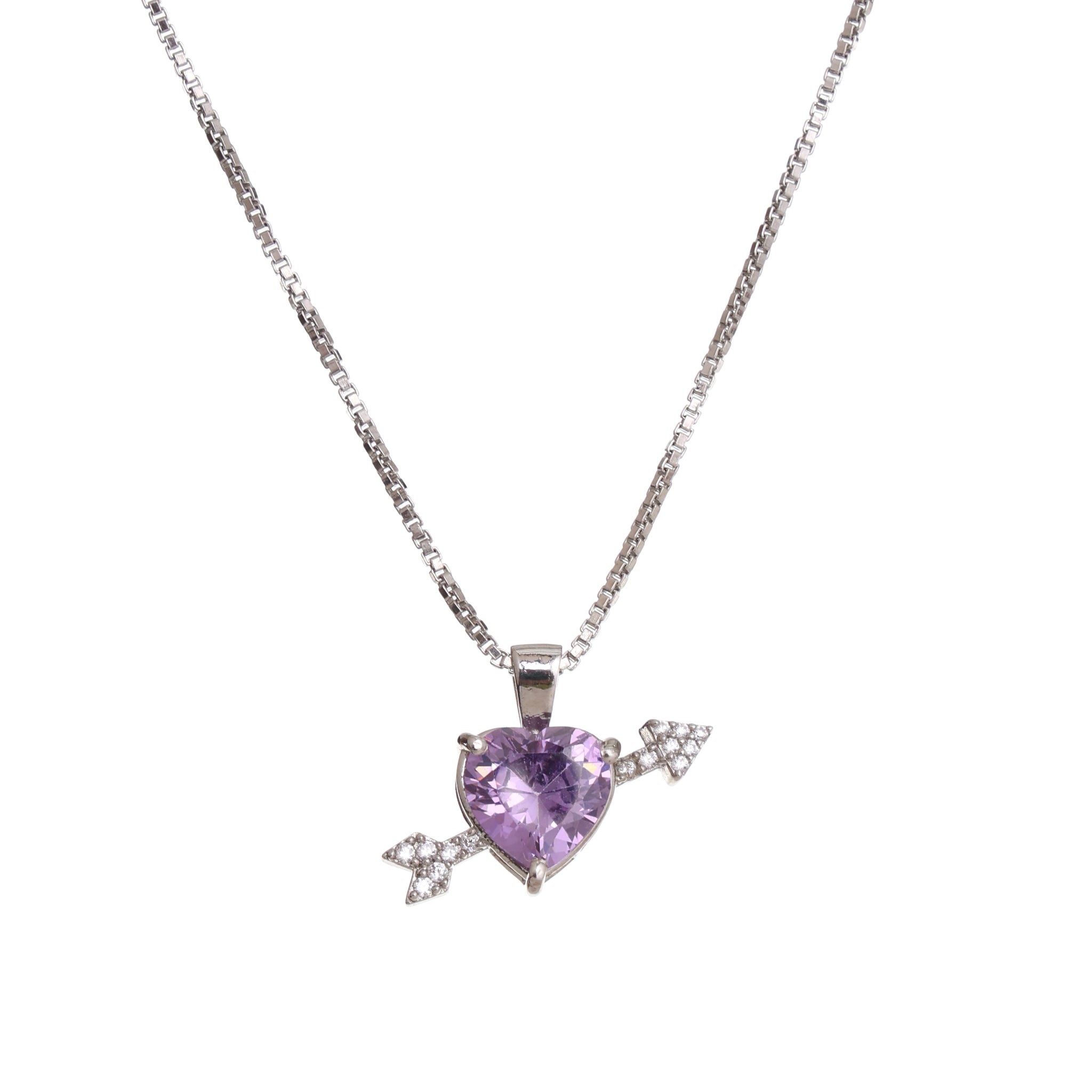 Blingie – Purple Heart Arrow Pendant Necklace