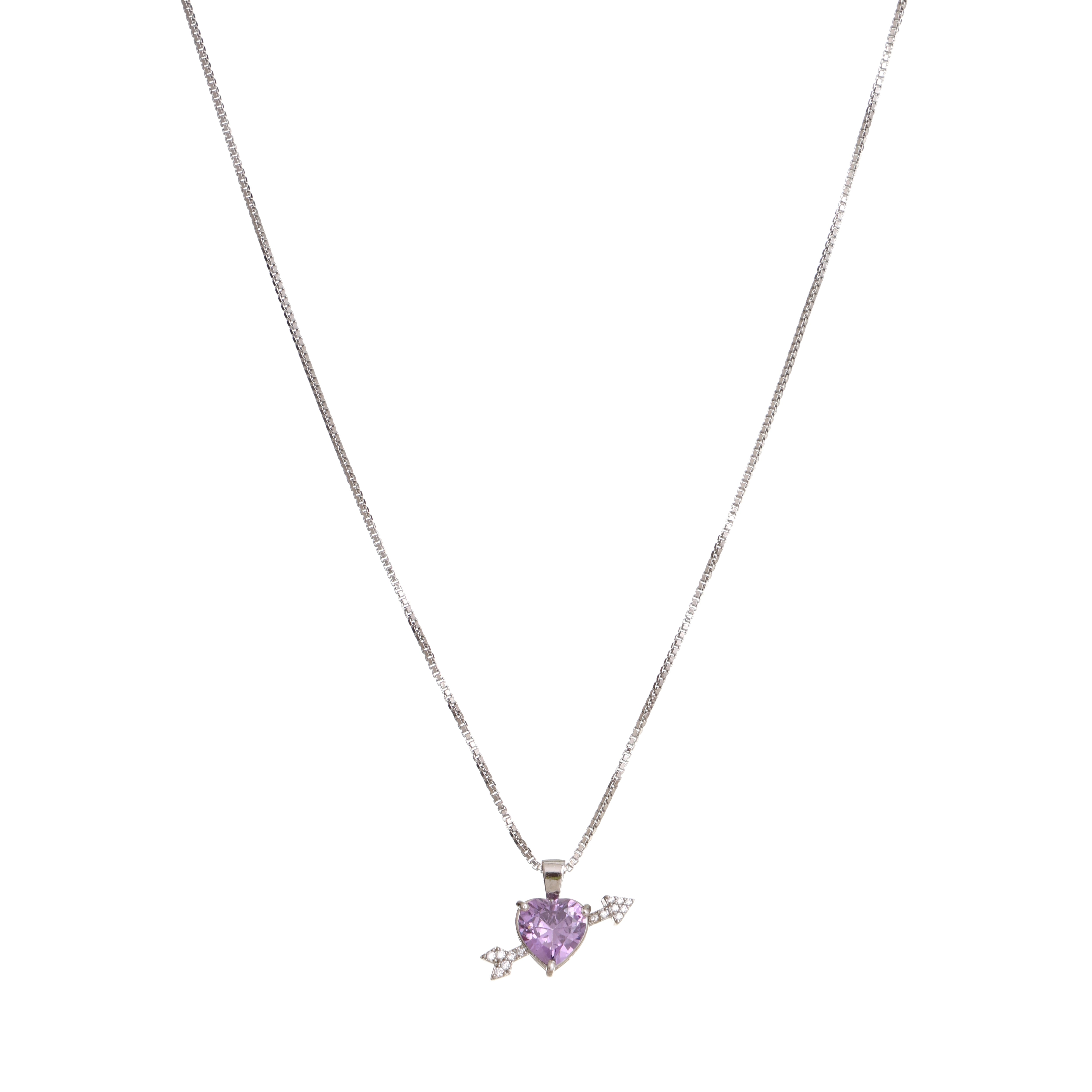 Blingie – Purple Heart Arrow Pendant Necklace