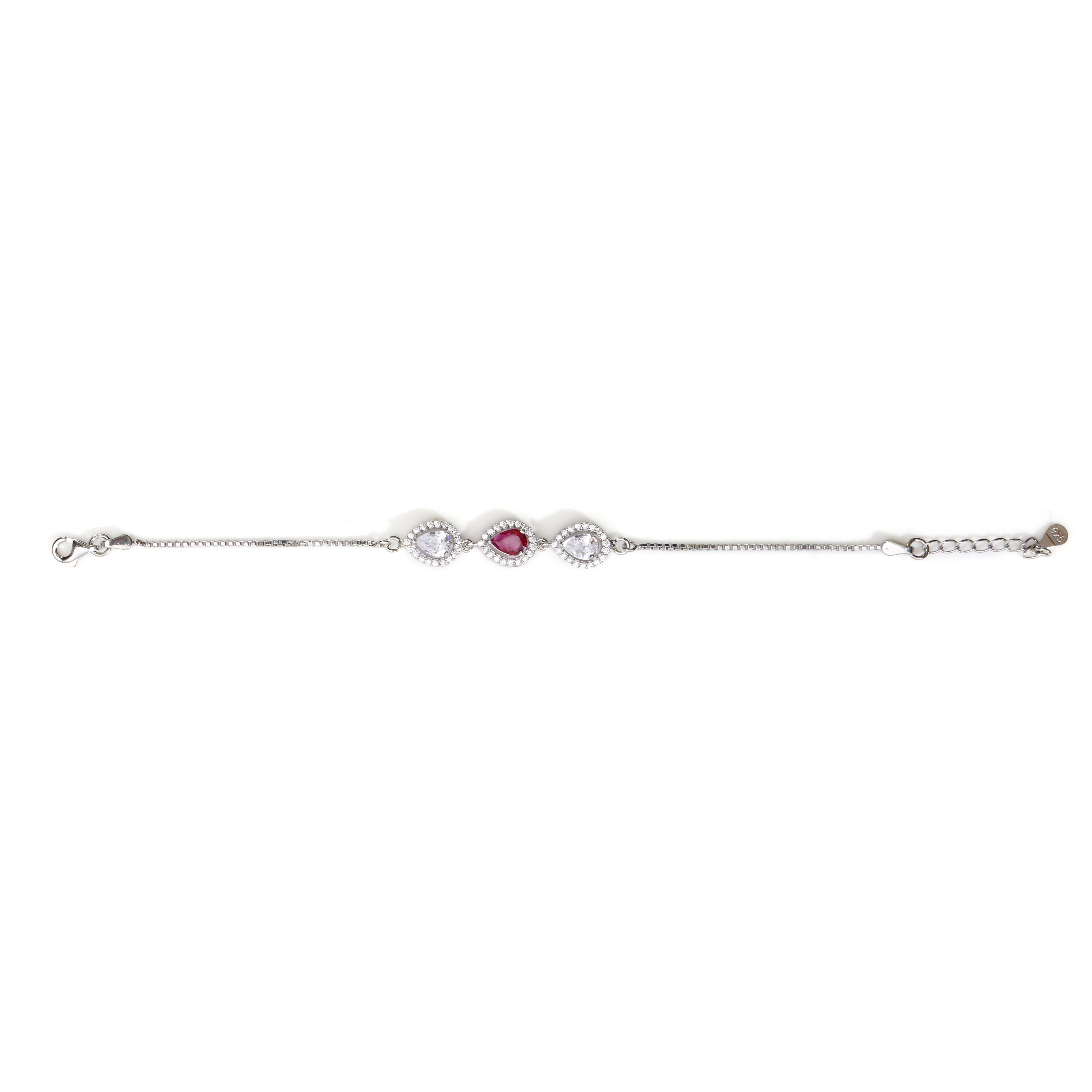 Rosabelle – Silver-Tone Bracelet with Ruby Accent