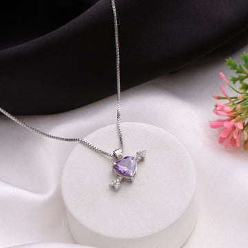 Blingie – Purple Heart Arrow Pendant Necklace