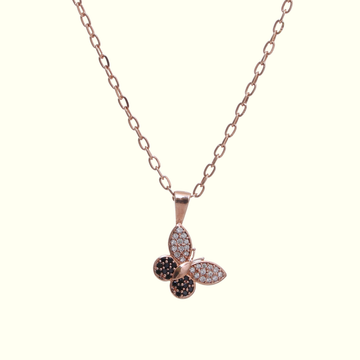 Flutter Glow – Rose Gold Butterfly Pendant